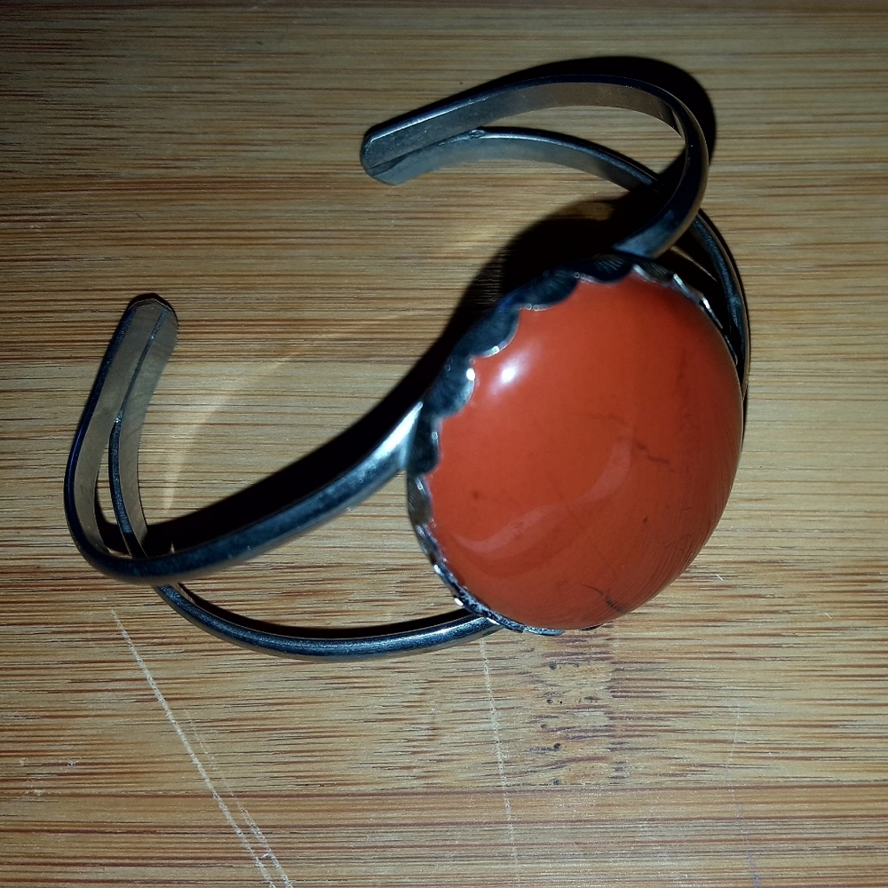 Sterling silver with orange agate bracelet.